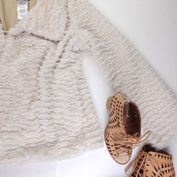 Patagonia Cream Fringe Layered Fleece Coat Xs - Picture 7 of 15